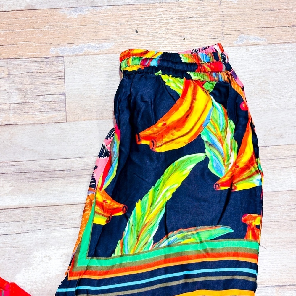 FARM RIO Multicolor Tropical Print Flowy Wide-Leg Pants |‎ Small * - Picture 7 of 10